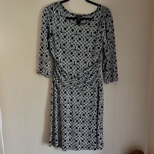 Enfocus Studio Black and White 3/4 Sleeve Sheath Dress